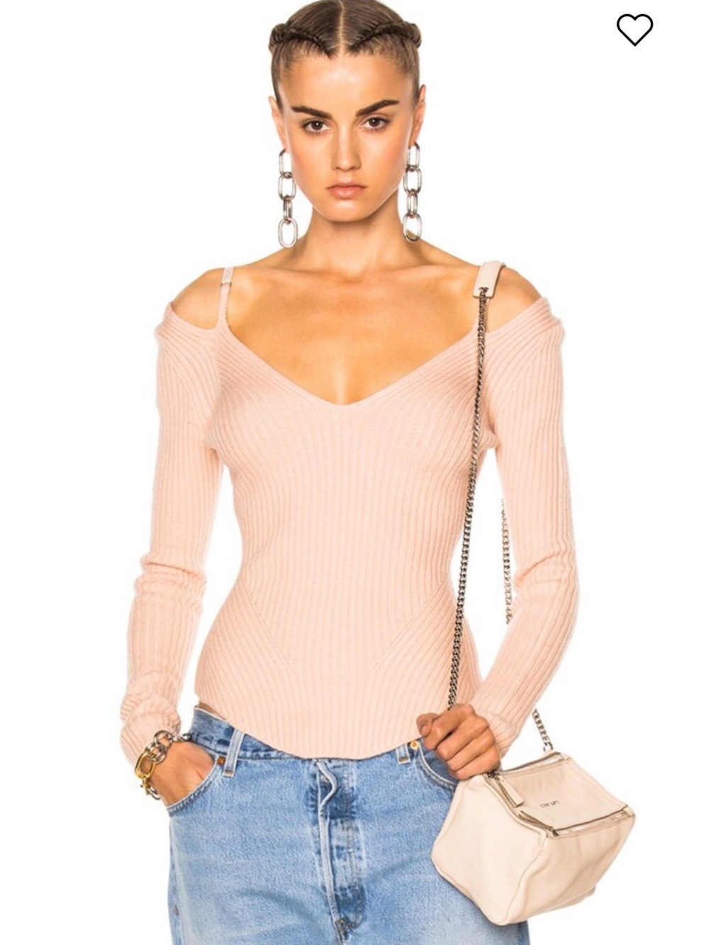 Alexander Wang ribbed lingerie strap sweater in blush